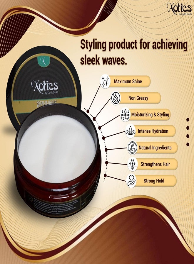Xotics by Curtis Smith Xotics Spinners Wave Grease for Men & Women 4oz - All Natural, 100% Pure Organic Pomade 360 Waves Hair Cream Shea Butter Strong Hold Silky Shine - Image 4